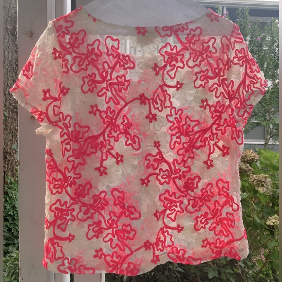 Anthro - Meadow Rue - Mesh Lace Embossed Floral tee - Picture 11 of 12